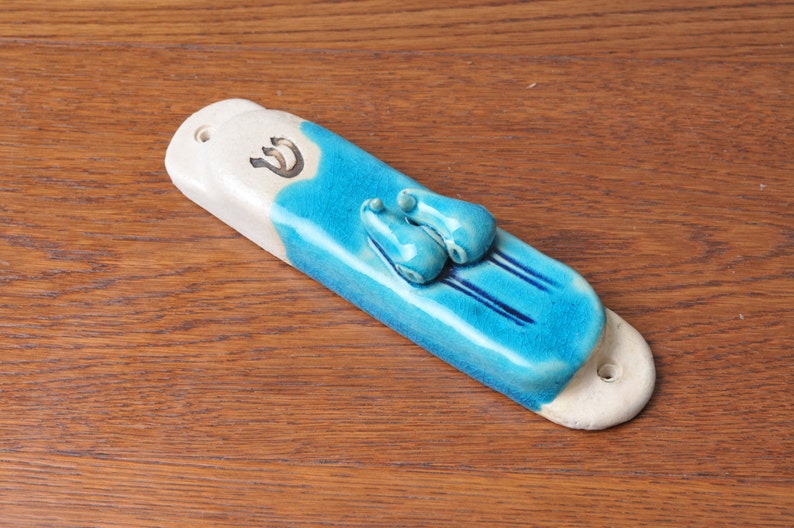 Turquoise Mezuzah Placement, Jewish Mezuzah Case, Jewish Gift Judaica