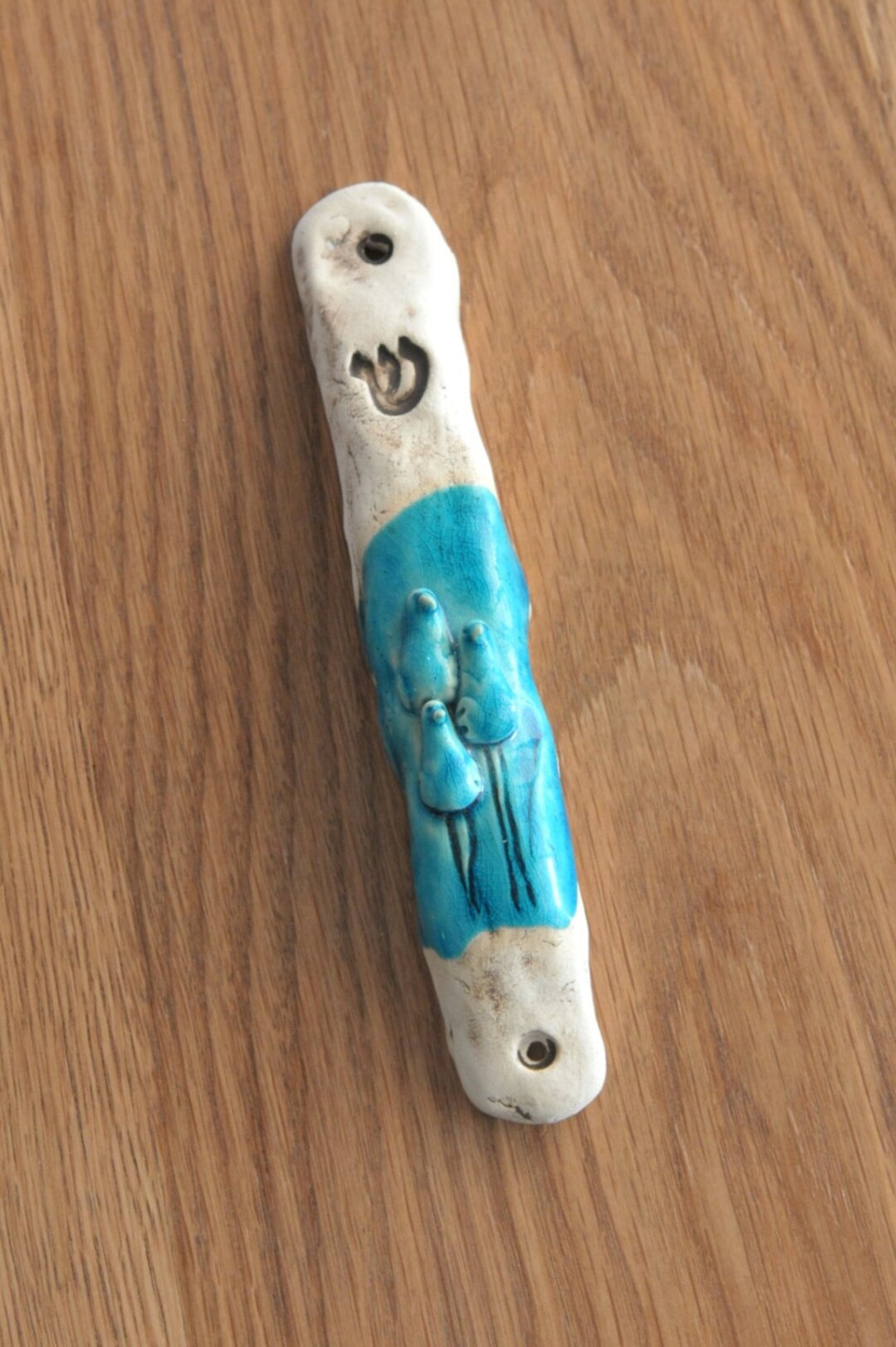 Unique Handmade Ceramic Mezuzah With Personalized Lovebird Design Ideal