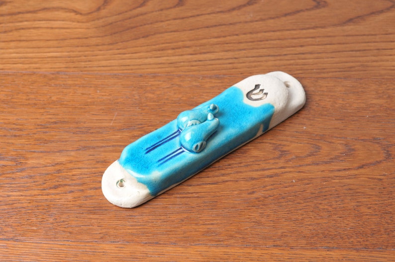Turquoise Mezuzah Placement, Jewish Mezuzah Case, Jewish Gift Judaica