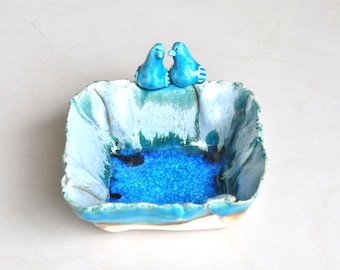 Ceramic Bowl, Kitchen dish pottery turquoise bird housewarming gift ceramics and pottery house Israel ceramic animal Fruit bowl mother