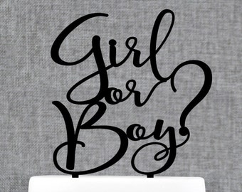 Boy or Girl Cake Topper, Gender Reveal Cake Topper, Gender Reveal Party, He or She Cake Topper, Baby Shower Cake Topper, Cake Topper (T374)