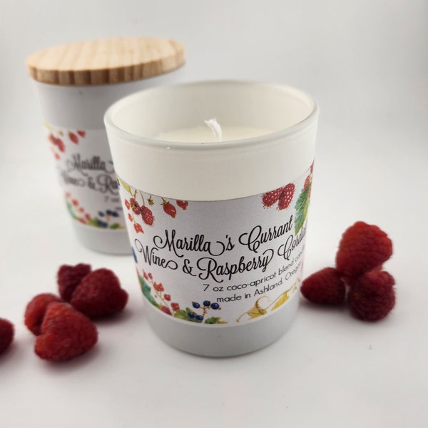 Anne of Green Gables Candle, Marilla's Raspberry Cordial and Currant Wine scented candle, Anne of Avonlea fragrance, wax melts , non toxic