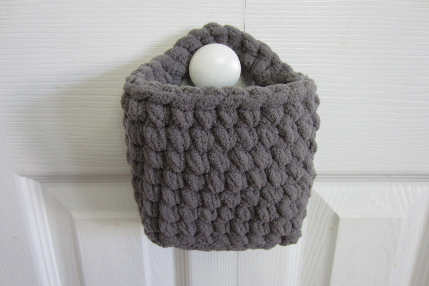 Hanging Basket, Rectangle Wall Baskets, Small Crocheted Storage Conta…