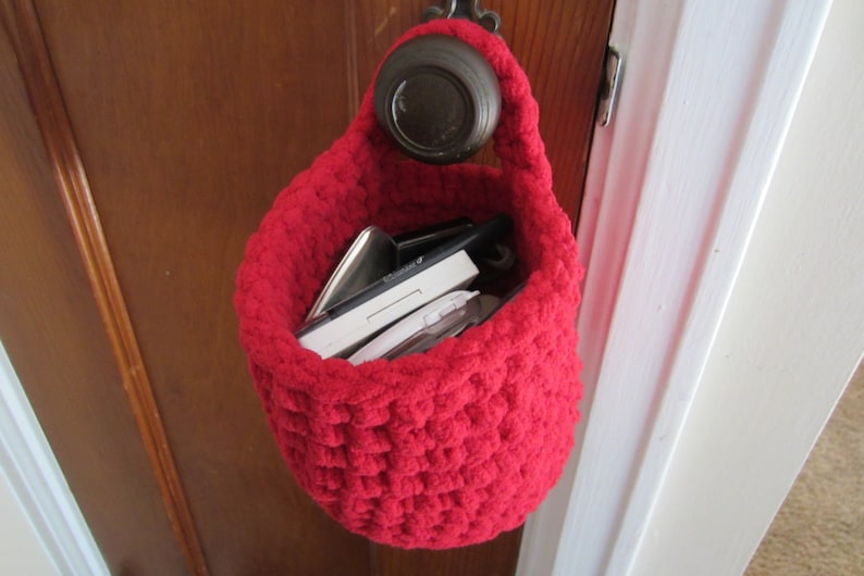 Crocheted Hanging Baskets Nesting Storage Basket Door Knob Etsy