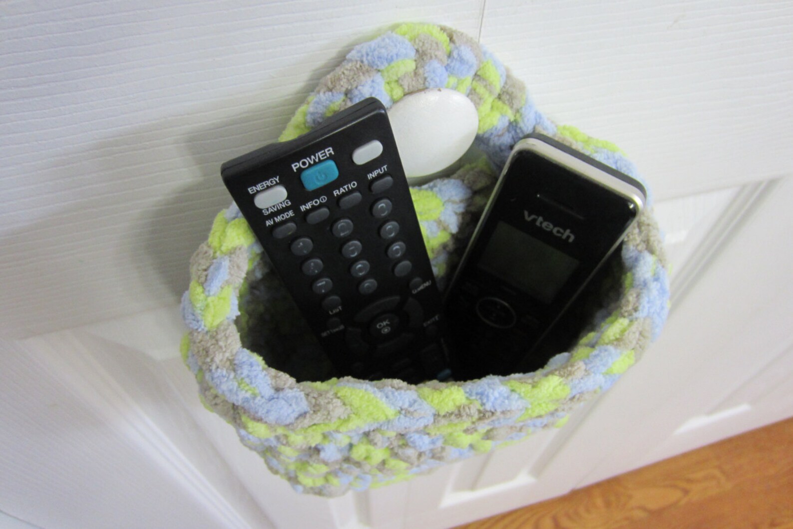 Hanging Basket Remote Control Holder Wall Baskets Crocheted Etsy