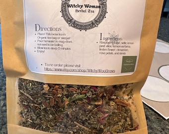 Witchy Woman Herbal Tea~ Menopause, PMS ~ Natural Relief ~ Health and Happiness, Iron Rich, Hormone Balance, Hair Growth, Bone Health