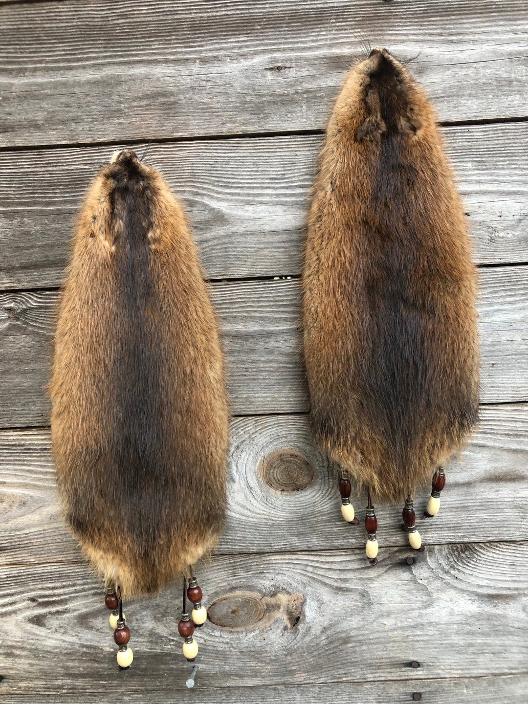 Pair of Muskrat Pelts With Beads Etsy