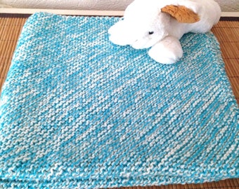 Couverture épaisse de bébé, tricotée mains, 72x72 cm, mérinos, cachemire, cadeau de naissance, cadeau layette, cadeau pour maman