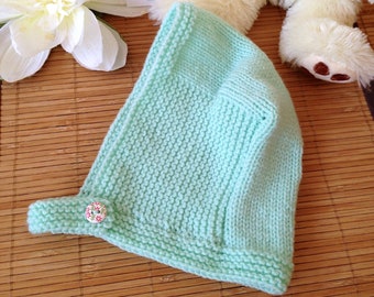 Bonnet béguin DORIAN bébé 9-12 mois, chapeau rétro/vintage, couleur vert d'eau