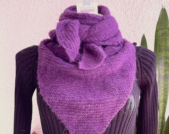 Chèche DOUDOU en Alpaga et Soie, châle en laine violet, cadeau pour maman, idée de cadeau, cadeau mamie, cadeau féminin