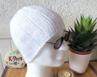 MARCO knit hat for men, Oeko-Tex acrylic, snow white, gift idea for men, gift for him, gift for teenager