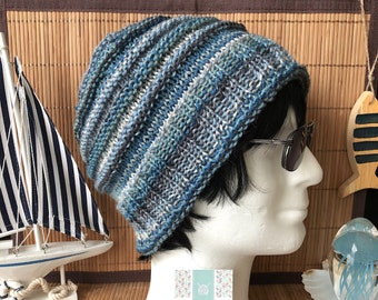Bonnet long d'hiver STREET ART, 100% laine de mérinos grande qualité, tricoté main jacquard, cadeau pour homme, cadeau pour lui, chapeau ski