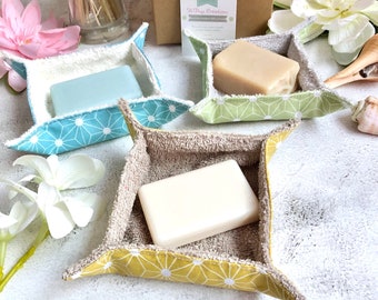 Portasapone in cotone rivestito e spugna - Portasapone - Scelta colori, zero rifiuti, benessere, spa