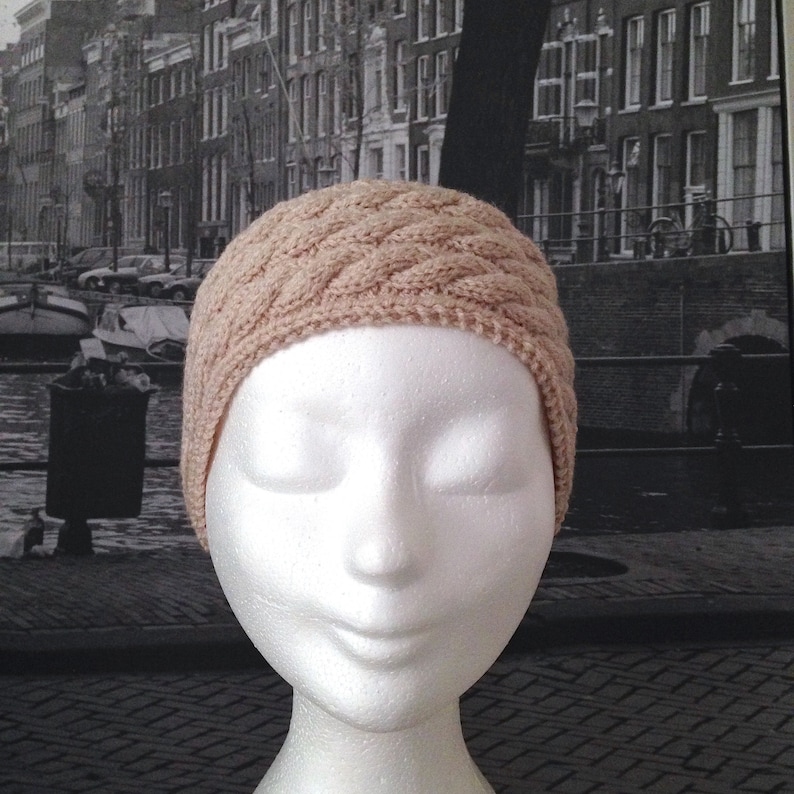 light beige color headband Headband Carleen earmuffs 3 twists 100/% soft acrylic
