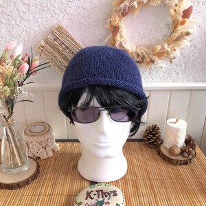 Trendy EILIS slouchy wool hat in 100% alpaca, dark indigo blue, gift for woman, gift for her, gift for teenager image 5