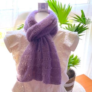 ELSA openwork knit lace scarf, mohair, silk, heather lilac, gift for mom, gift for grandma, gift idea for women, gift for her