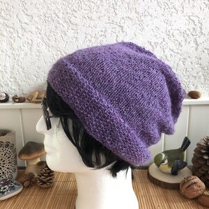 Bonnet MORRIGHAN slouchy tendance en 100% alpaga, mauve violet mix, cadeau pour femme, cadeau pour elle, cadeau pour fille image 5