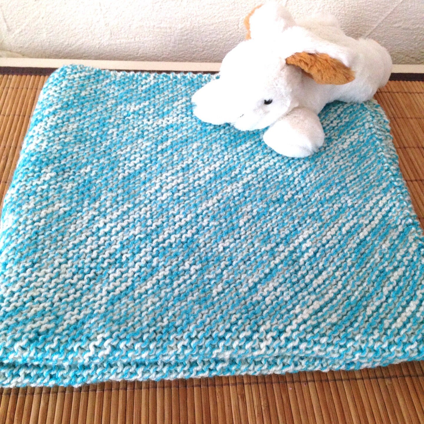 Couverture Épaisse de Bébé, Tricotée Mains, 72x72 cm, Mérinos, Cachemire, Cadeau Naissance, Layette,