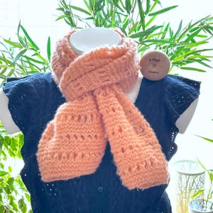 ELSA openwork knit lace scarf, alpaca, silk, apricot, orange, gift for mom, grandma, gift idea for women