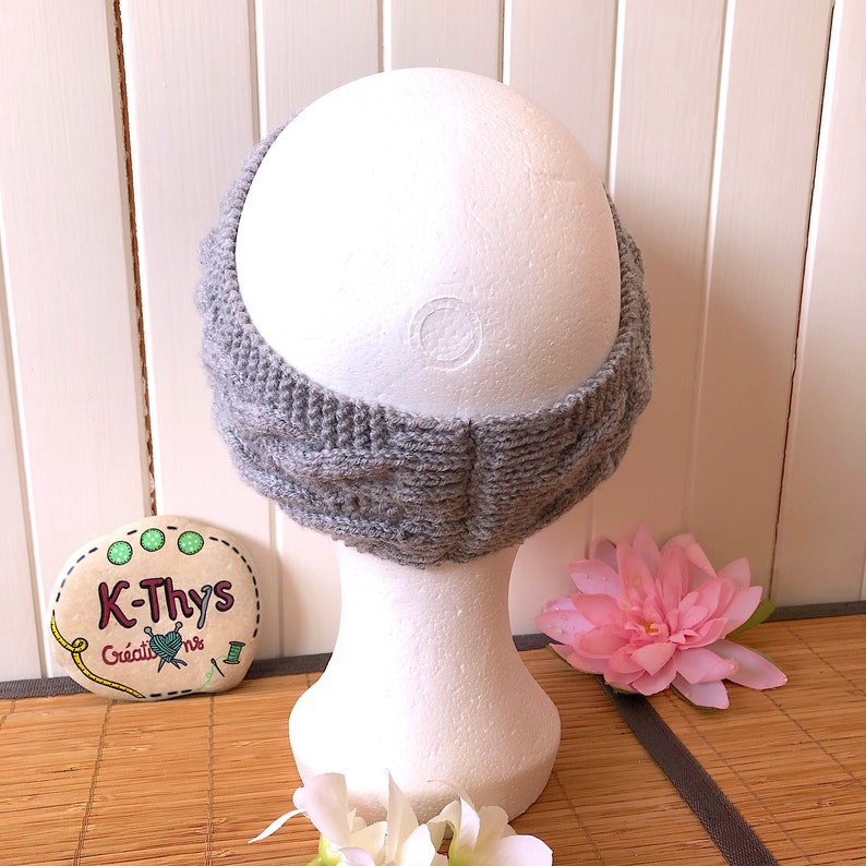 HERMIONE Fine Knit Headband, Hand Knitted Headband, 2 Twist Earmuffs