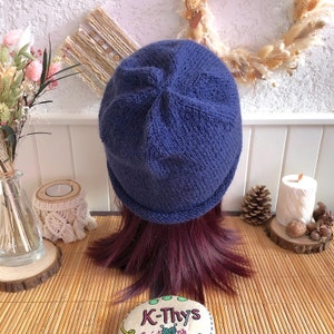Trendy EILIS slouchy wool hat in 100% alpaca, dark indigo blue, gift for woman, gift for her, gift for teenager image 6