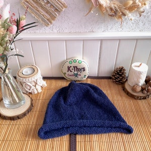 Trendy EILIS slouchy wool hat in 100% alpaca, dark indigo blue, gift for woman, gift for her, gift for teenager image 3