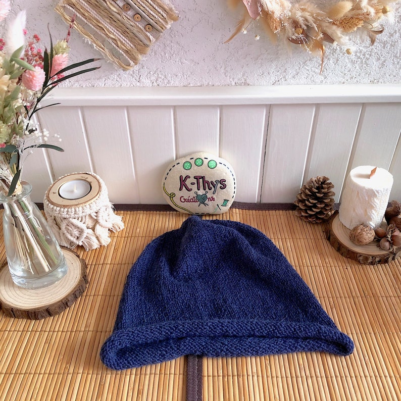 Trendy EILIS slouchy wool hat in 100% alpaca, dark indigo blue, gift for woman, gift for her, gift for teenager image 3