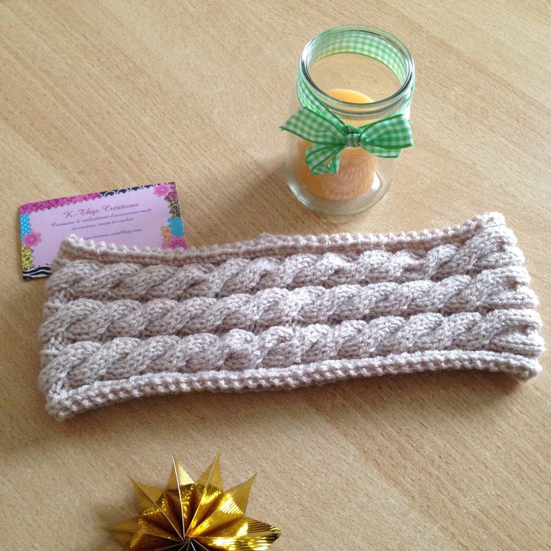 light beige color headband Headband Carleen earmuffs 3 twists 100/% soft acrylic