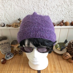 Bonnet MORRIGHAN slouchy tendance en 100% alpaga, mauve violet mix, cadeau pour femme, cadeau pour elle, cadeau pour fille image 6