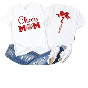 Glitter Cheer Mom Shirt, Personalized Cheer Shirt, Cheer Bling, Cheer Spirit Wear, Cheer Mama Tshirt, Cheer Mom Gift