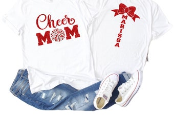 Glitter Cheer Mom Shirt, Personalized Cheer Shirt, Cheer Bling, Cheer Spirit Wear, Cheer Mama Tshirt, Cheer Mom Gift