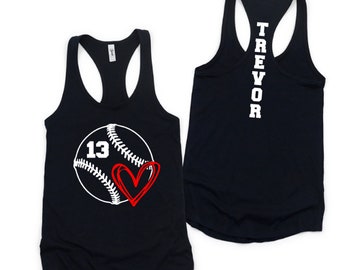 Personalized Baseball Tank, Custom Baseball Number Racerback Tank Top, Baseball Shirt, Baseball Mom,Softball Mom Tank Top with Player's Name