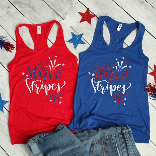 Women's Patriotic Tie Dye 'Merica' Tank Top - 4th Of July Graphic Tee, Summer Casual Sleeveless Shirt, Blue, Size Small - View #3
