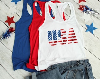 USA Tank Top- 4th of July Tank for Women- Patriotic Tank - Womens Fourth of July Tank - Independence Day Tank - Memorial Day Tank
