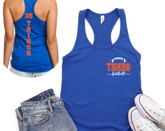 Custom Football Mom Tank Top Custom Football Team Name Shirt Football Mom Racerback Personalized with Player Name Number Football Spirit
