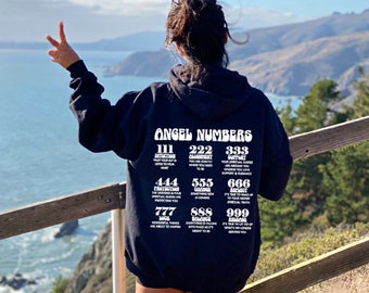 Angel Number Sweatshirt Inspirational Hoodies for Women Tumblr Hoodie Trendy Aesthetic Hoodie Quote Sweatshirt, Words On back Hoodie