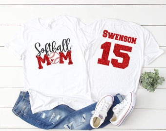 Softball Mom Shirts, Softball Number Shirt, Softball Mom, Personalized Softball Mom Shirt, Softball Mom TShirt, Plus Size Softball Mom Shirt