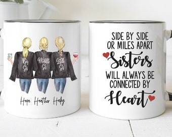 Custom Sisters Mug, Best Sister Gift, Sister Moving Away Mug, Long Distance Sisters Gift, Sisters Birthday Gifts, Big Sister Little Sister