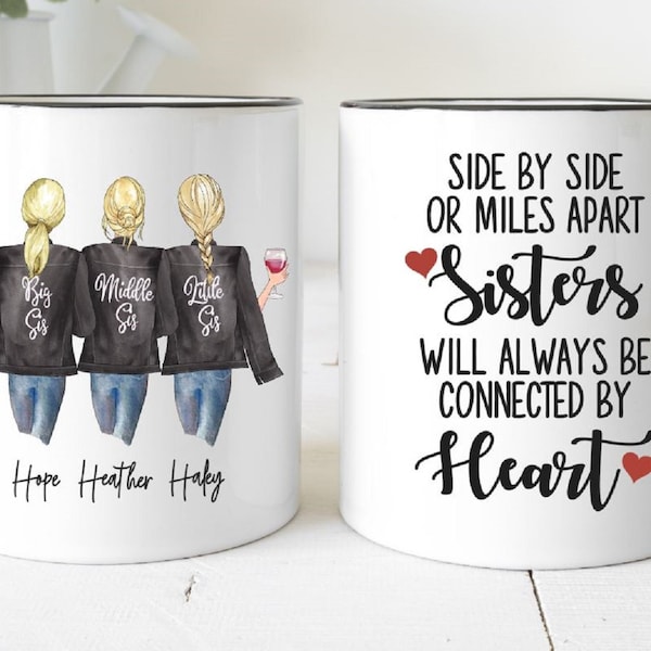 Custom Sisters Mug, Best Sister Gift, Sister Moving Away Mug, Long Distance Sisters Gift, Sisters Birthday Gifts, Big Sister Little Sister