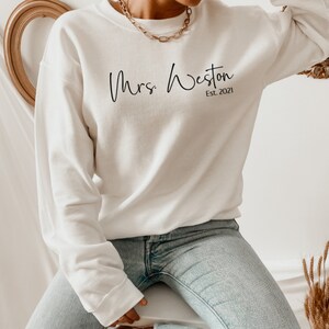 personalized gift for bride Mrs. Sweatshirt wedding gift honeymoon pajamas bride to be gift custom bridal gift bride t-shirt future mrs tee