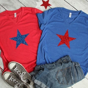 4th of July womens shirt, star glitter shirt, Glitter 4th of July shirt, fourth shirt, patriotic shirt, 4th of July tee, fourth of July