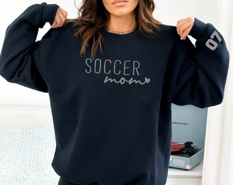 Custom Soccer Mom Shirt, Personalized Soccer Shirt, Game Day Soccer Hoodie, Number Soccer Sweatshirt, Custom Soccer Ball Shirt