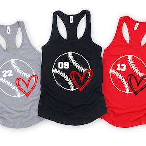 Baseball Tank, Custom Baseball Number Racerback Tank Top, Baseball Shirt, Baseball Mom, Baseball Squad, Softball Mom, Game Day Baseball Tank