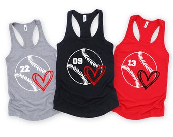 Baseball Tank, Custom Baseball Number Racerback Tank Top, Baseball Shirt, Baseball Mom, Baseball Squad, Softball Mom, Game Day Baseball Tank