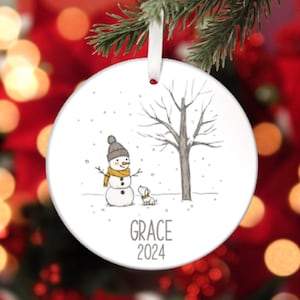 Personalized Snowman Ornament 2024, Custom Christmas Decoration, Winter Holiday Decor, Unique Gift Idea for Kids and Family