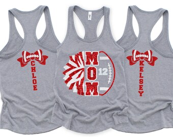 Glitter Cheer and Football Mom Tank Top Football and Cheer Shirts Game Day Shirts Football Mom Tank Custom Colors and Name Football Tank