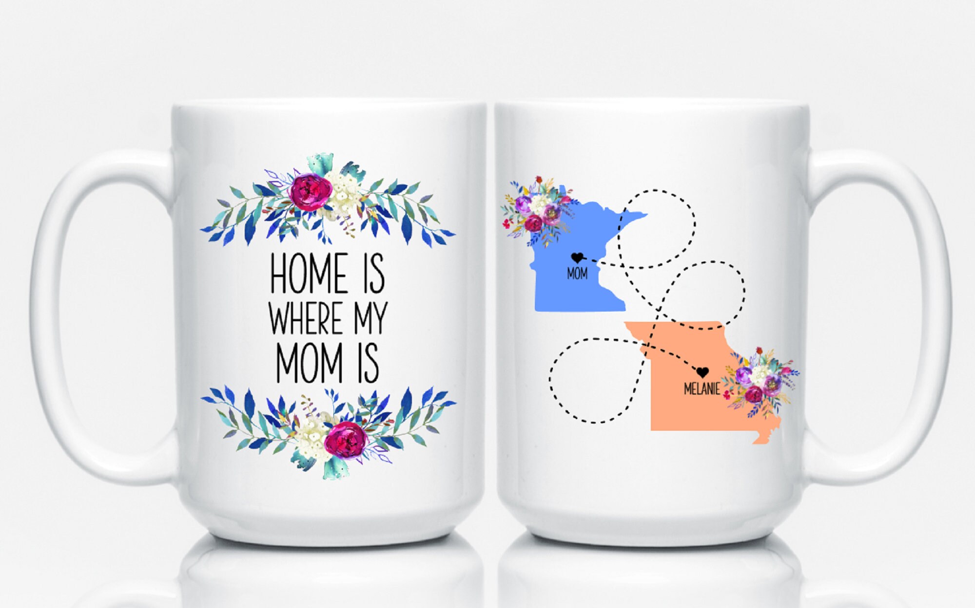 Pennsylvania Georgia Mug State to State Coffee Cup Gift Two State Mug Best Friend Mom Girlfriend Aunt Grandma Birthday Mothers Day Going Away Present Moving New Job Gifts 