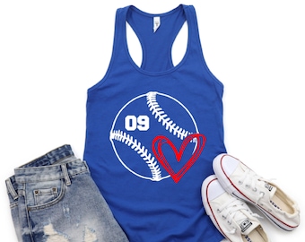 baseball heart personalized tank, baseball mom tank tops, baseball shirts, baseball personalized number tanks, custom number baseball tank