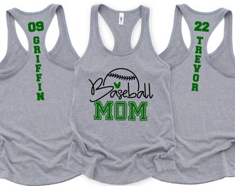 Baseball Mom Tank, Baseball Mom Shirt, Baseball Mama Personalized Baseball Mom Tank, Custom Personalized Baseball Mom Racerback Tank Tops