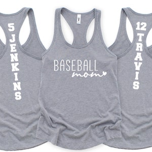 Custom Baseball Mom Tank Top with Player number and name, Personalized Baseball Mom Shirts, Mom Baseball Shirt, Baseball Mom Shirt